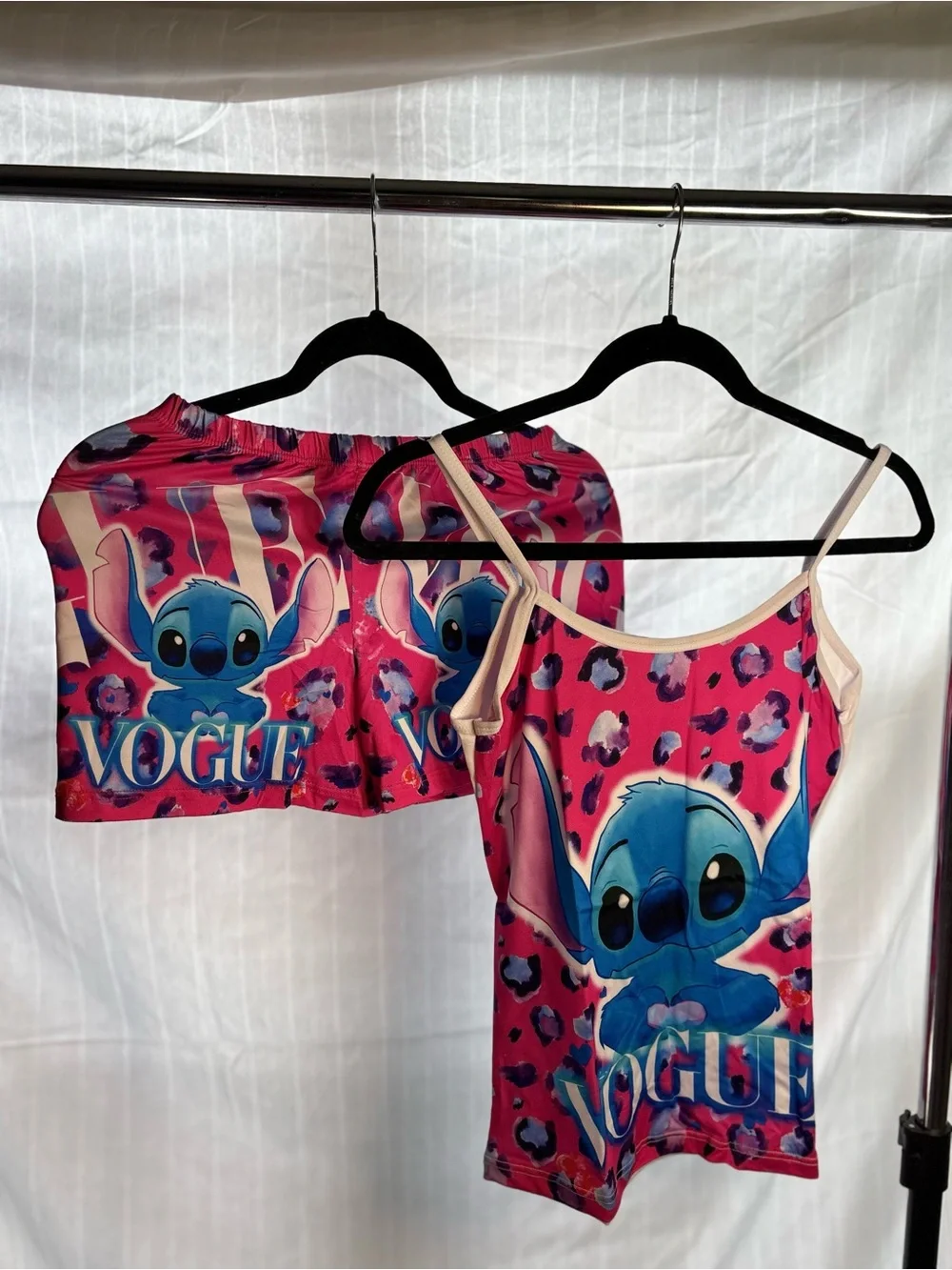 Stitch Graphic Pink Tank & Shorts Set - 